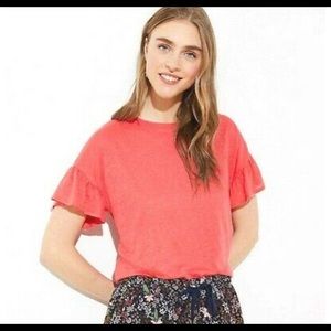 Loft Ruffle Sleeve Linen Top